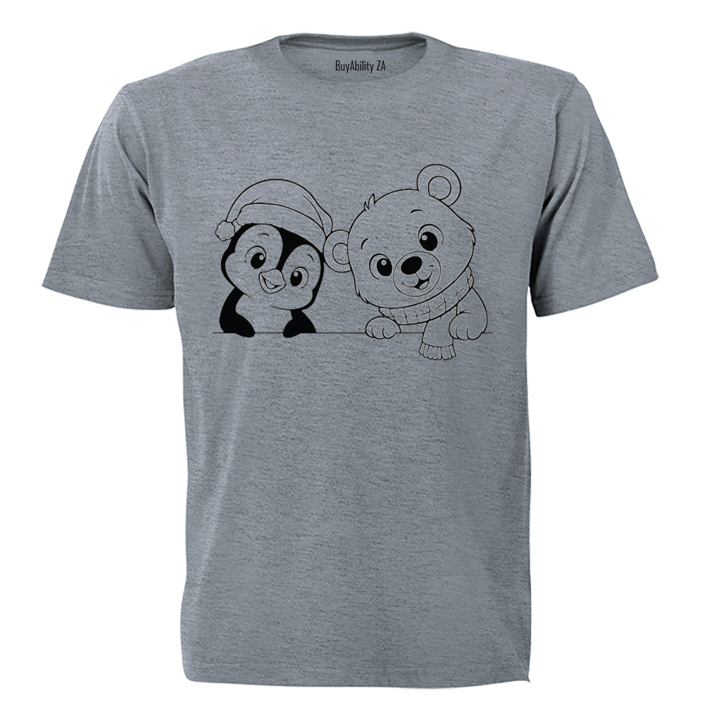 Peeking Christmas Snow Friends - Kids T-Shirt - BuyAbility South Africa