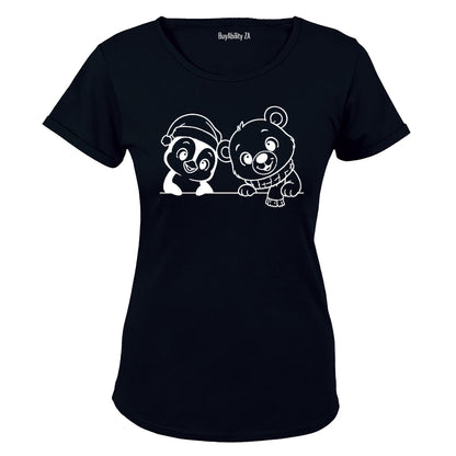 Peeking Christmas Snow Friends - Ladies - T-Shirt - BuyAbility South Africa