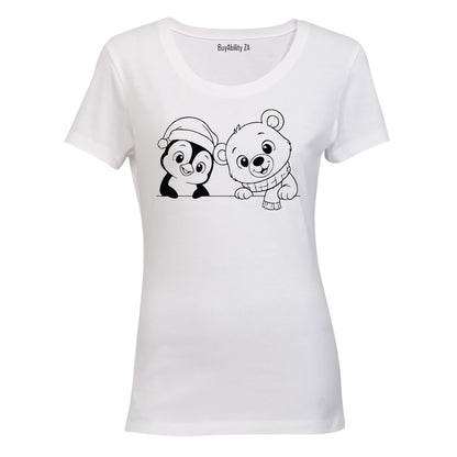 Peeking Christmas Snow Friends - Ladies - T-Shirt - BuyAbility South Africa