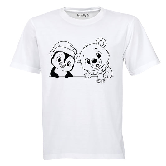 Peeking Christmas Snow Friends - Kids T-Shirt - BuyAbility South Africa