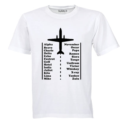 Pilot Alphabet Code - Adults - T-Shirt - BuyAbility