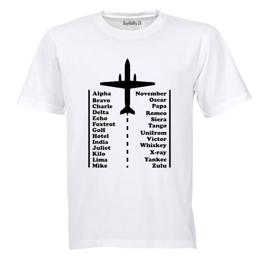 Pilot Alphabet Code - Adults - T-Shirt - BuyAbility