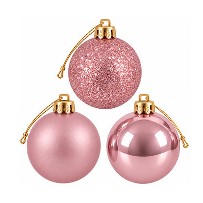 4cm Blush Rose Gold Christmas Baubles - 12 Piece