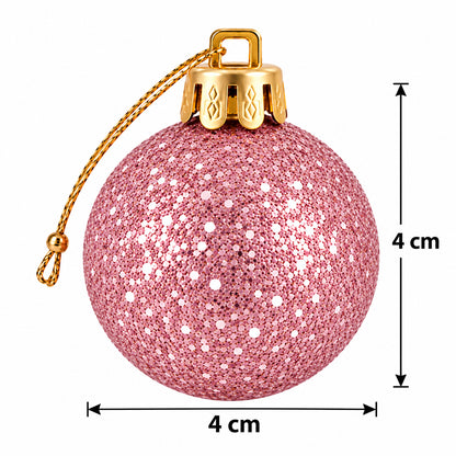 4cm Blush Rose Gold Christmas Baubles - 12 Piece