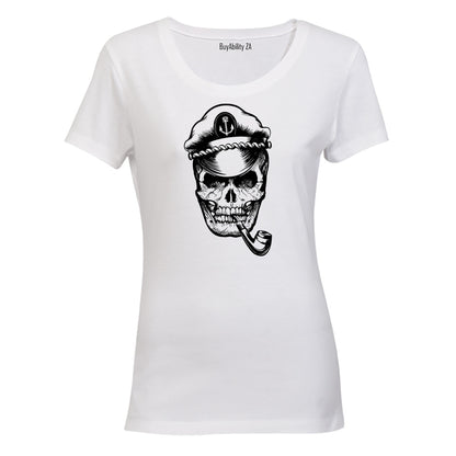 Pipe Skull Captain - Halloween - Ladies - T-Shirt
