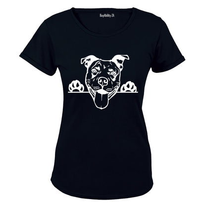 Pitbull - Peeking Dog - Ladies - T-Shirt
