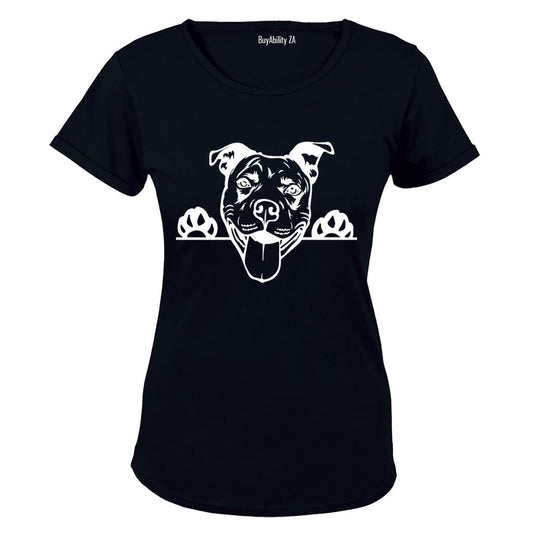 Pitbull - Peeking Dog - Ladies - T-Shirt