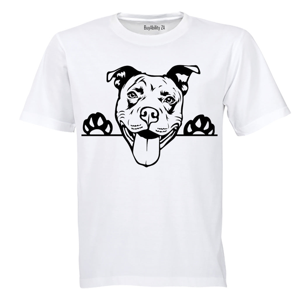 Pitbull - Peeking Dog - Adults - T-Shirt