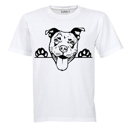 Pitbull - Peeking Dog - Adults - T-Shirt