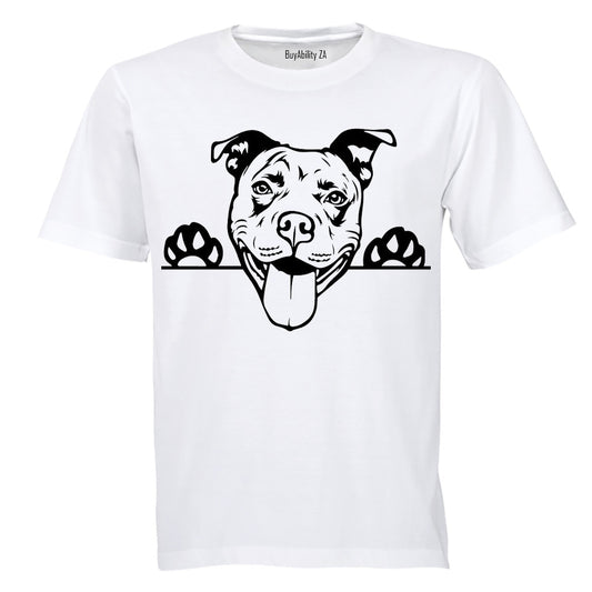 Pitbull - Peeking Dog - Adults - T-Shirt
