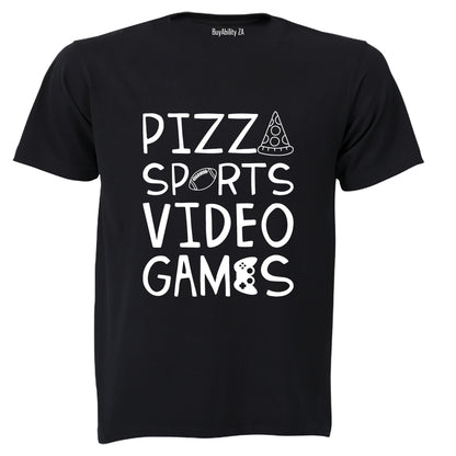 Pizza. Sport. Gamer - Adults - T-Shirt