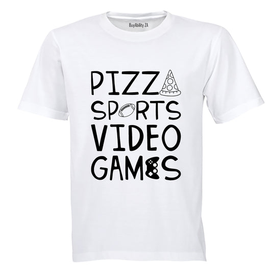 Pizza. Sport. Gamer - Adults - T-Shirt