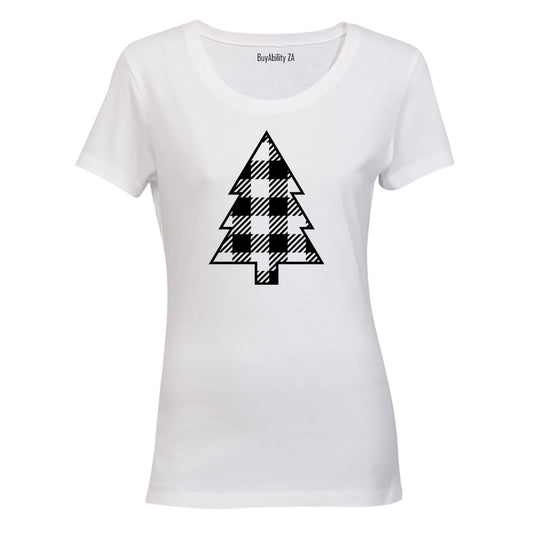 Plaid Christmas Tree - Ladies - T-Shirt