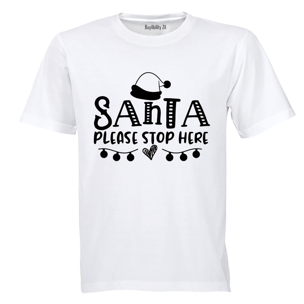 Please Stop Here Santa - Christmas - Kids T-Shirt