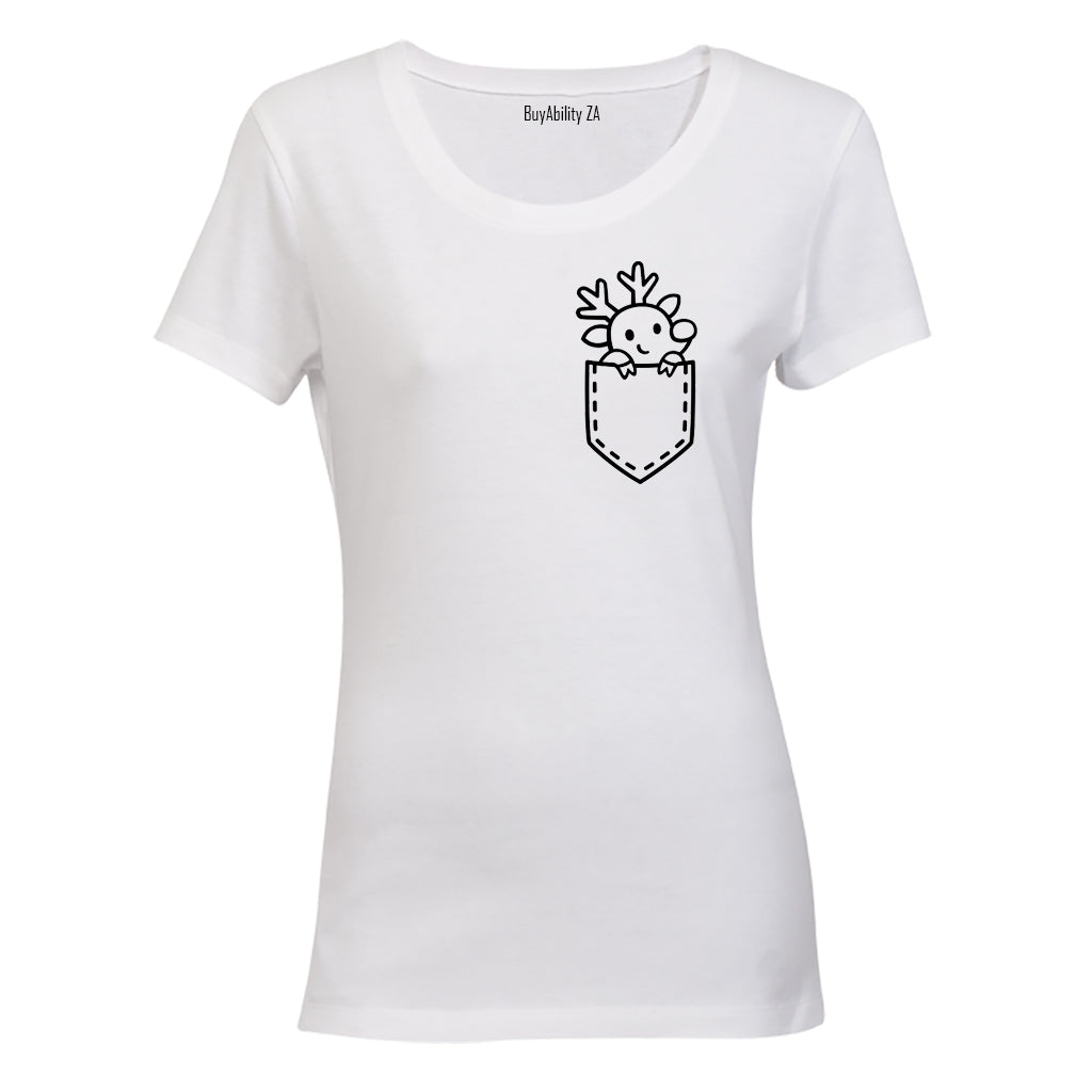 Pocket Reindeer - Christmas - Ladies - T-Shirt
