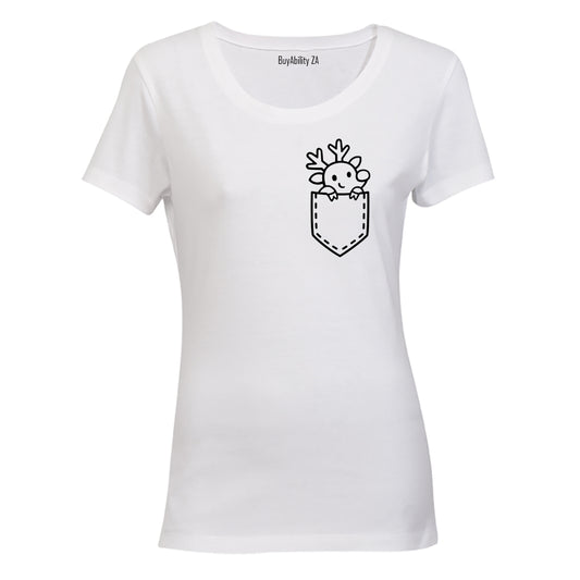 Pocket Reindeer - Christmas - Ladies - T-Shirt