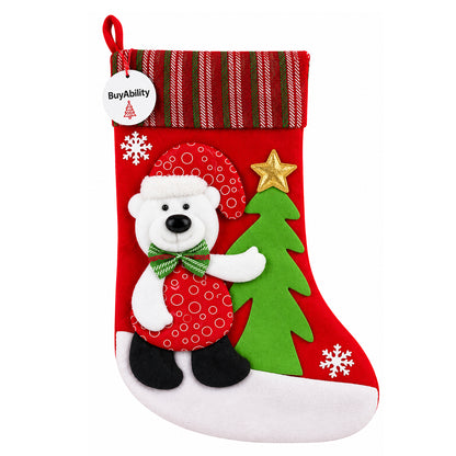 Christmas Stocking with Polar Bear & Christmas Tree