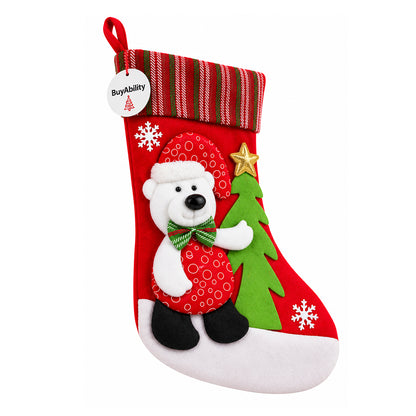 Christmas Stocking with Polar Bear & Christmas Tree