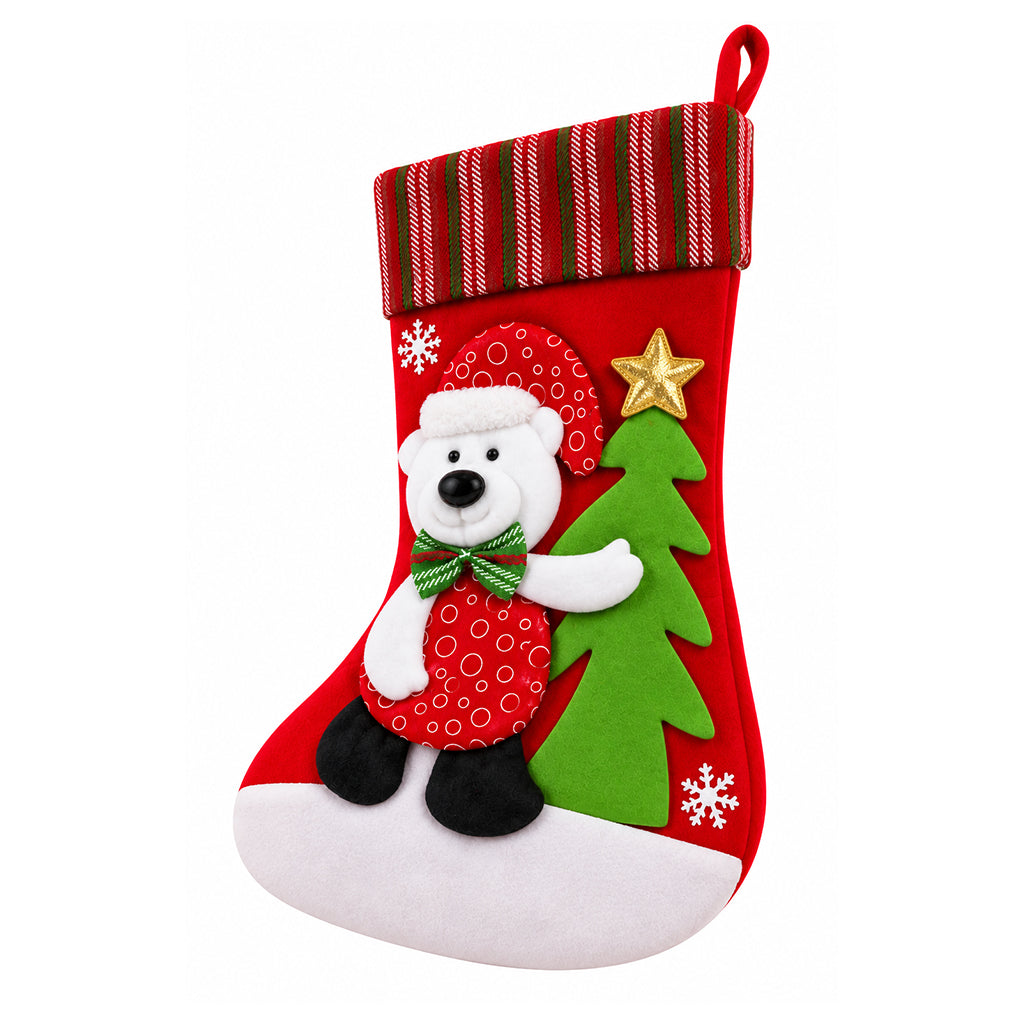 Christmas Stocking with Polar Bear & Christmas Tree