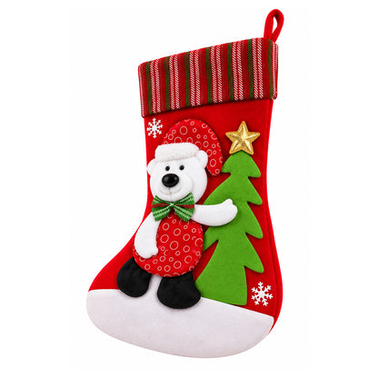 Christmas Stocking with Polar Bear & Christmas Tree