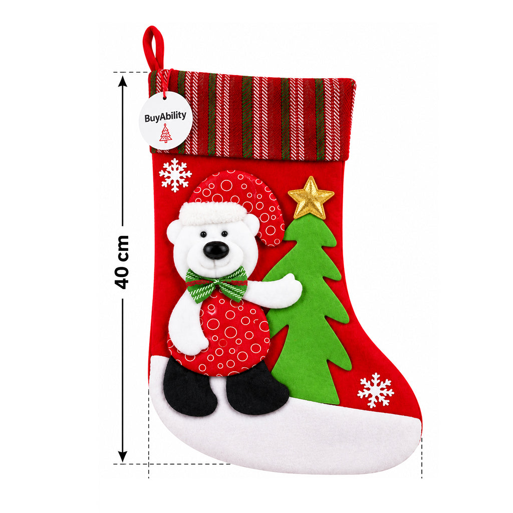 Christmas Stocking with Polar Bear & Christmas Tree