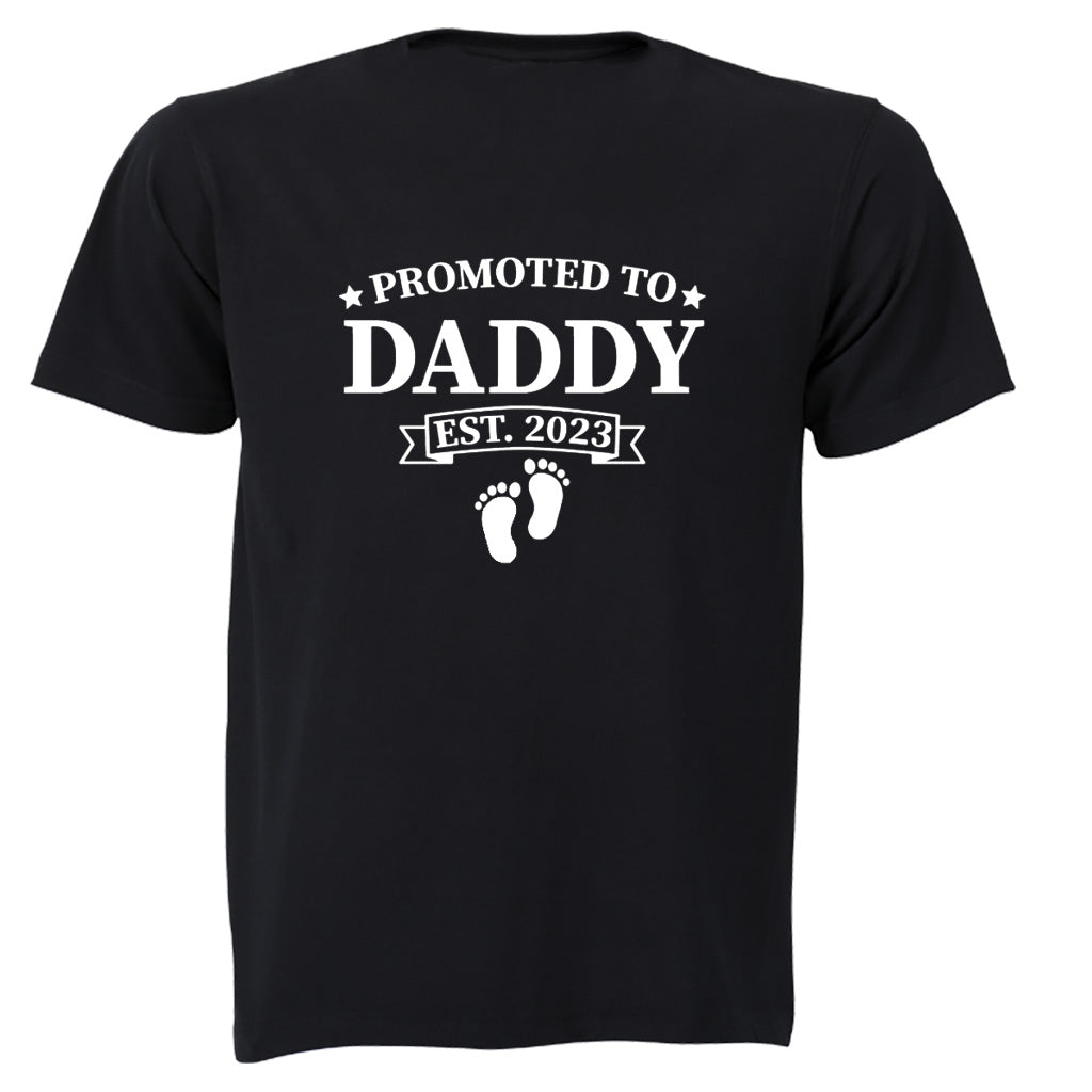 Promoted to Daddy - EST 2023 - Adults - T-Shirt - BuyAbility South Africa