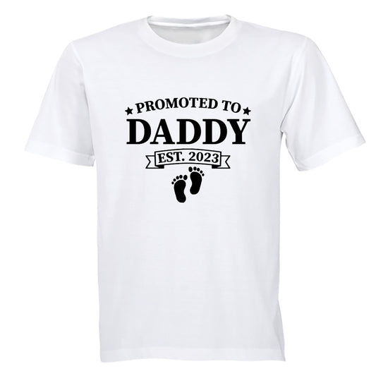 Promoted to Daddy - EST 2023 - Adults - T-Shirt - BuyAbility South Africa