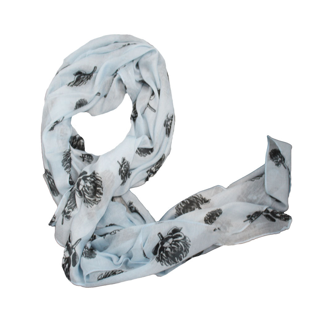 Light Blue - Protea Print Scarf