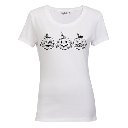 See. Hear. Speak No Evil Pumpkins - Halloween Inspired - Ladies - T-Shirt