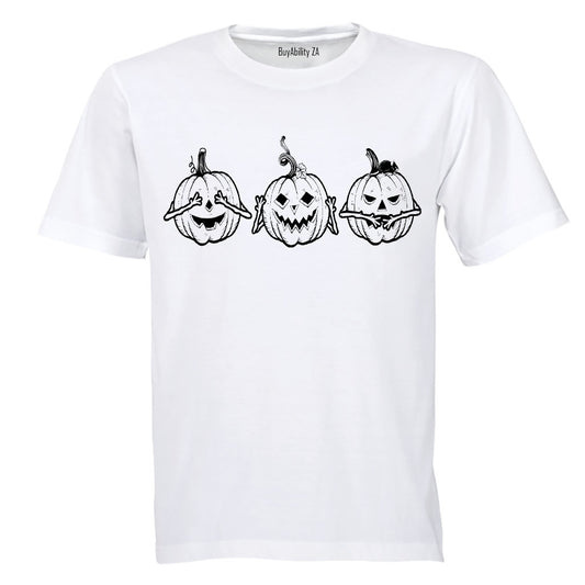 See. Hear. Speak No Evil Pumpkins - Halloween - Kids T-Shirt
