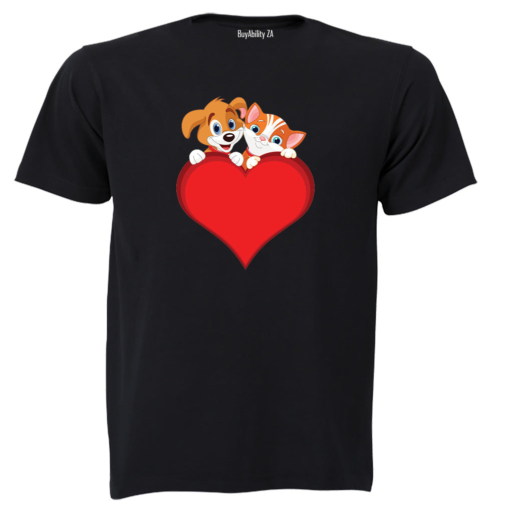 Puppy & Kitten Valentine - Kids T-Shirt