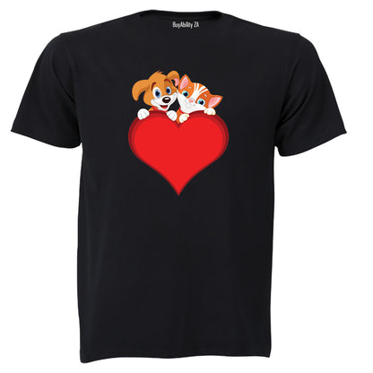 Puppy & Kitten Valentine - Kids T-Shirt