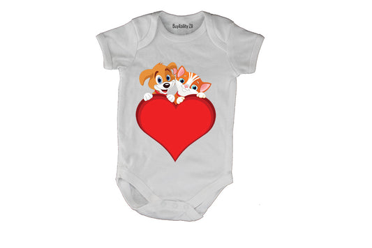 Puppy & Kitten Valentine - Baby Grow