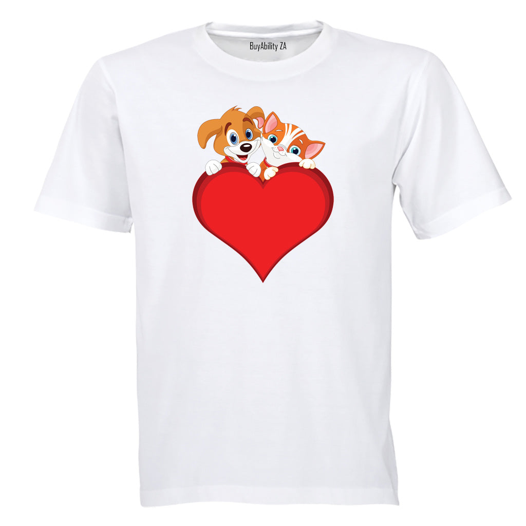 Puppy & Kitten Valentine - Kids T-Shirt