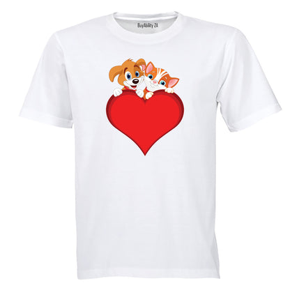 Puppy & Kitten Valentine - Kids T-Shirt