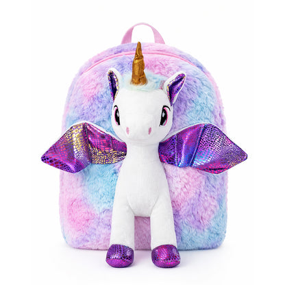 Magical Unicorn Plush Backpack - Purple