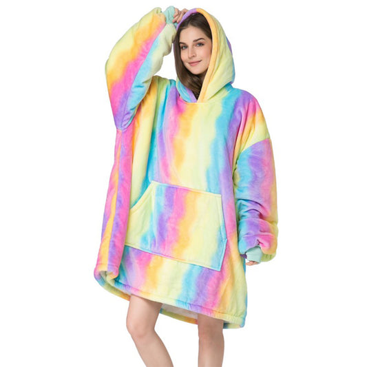 Over-sized Rainbow Fleece Hoodie - One Size