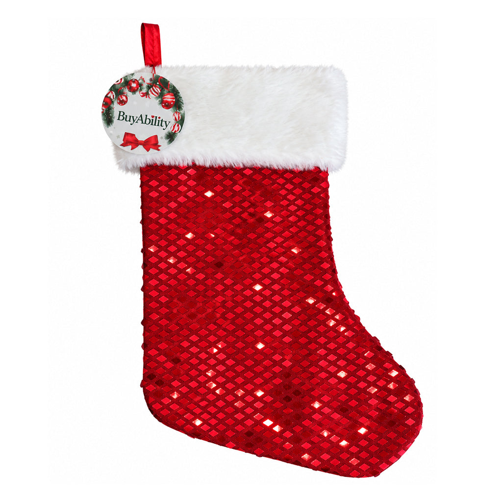 40cm Luxury Shimmer Christmas Stocking - Red
