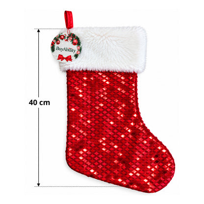 40cm Luxury Shimmer Christmas Stocking - Red