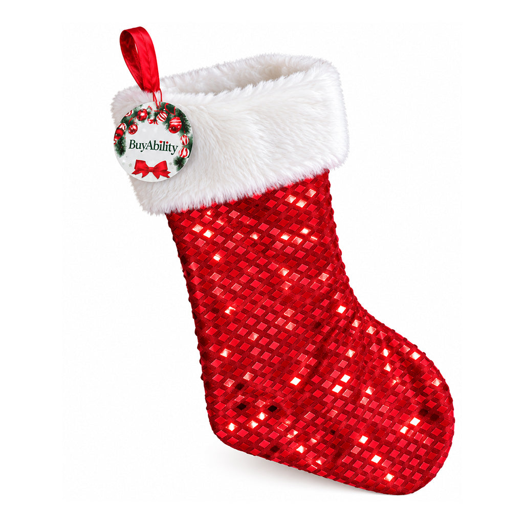 40cm Luxury Shimmer Christmas Stocking - Red