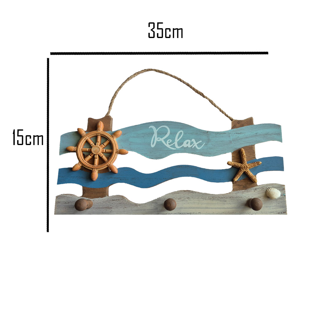 Relax - Wooden Nautical Coat Hook Wall Display