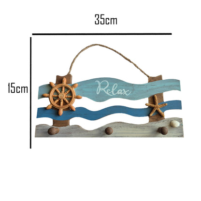 Relax - Wooden Nautical Coat Hook Wall Display