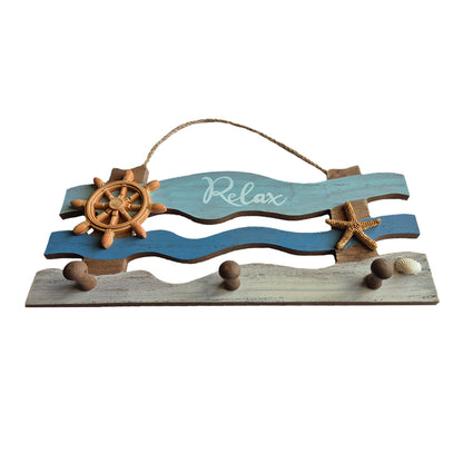 Relax - Wooden Nautical Coat Hook Wall Display