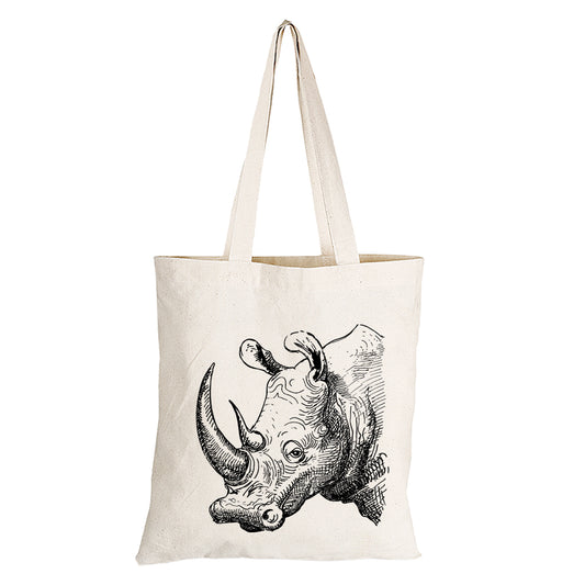 Rhino Sketch - Eco-Cotton Natural Fibre Bag