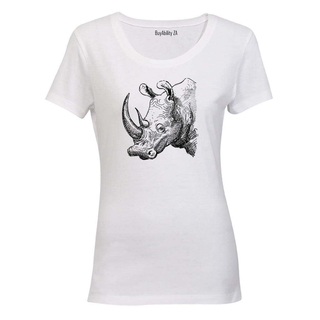 Rhino Sketch - Ladies - T-Shirt