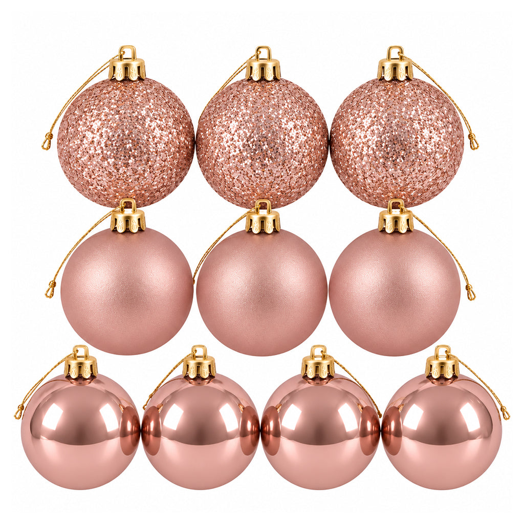 5cm Christmas Baubles - 10 Piece - Rose Gold