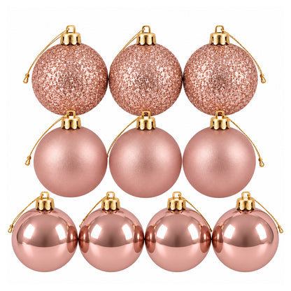 5cm Christmas Baubles - 10 Piece - Rose Gold