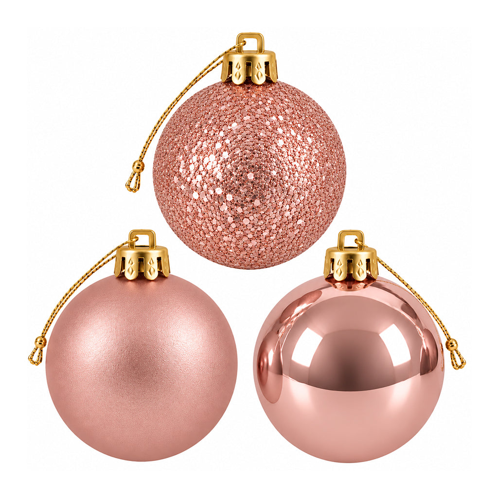 5cm Christmas Baubles - 10 Piece - Rose Gold
