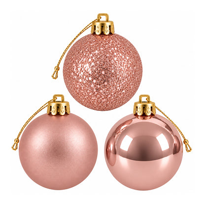 5cm Christmas Baubles - 10 Piece - Rose Gold