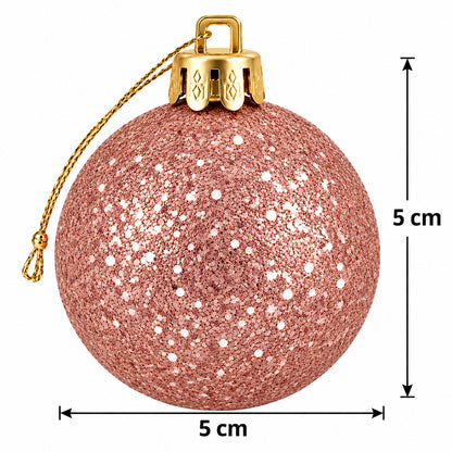 5cm Christmas Baubles - 10 Piece - Rose Gold